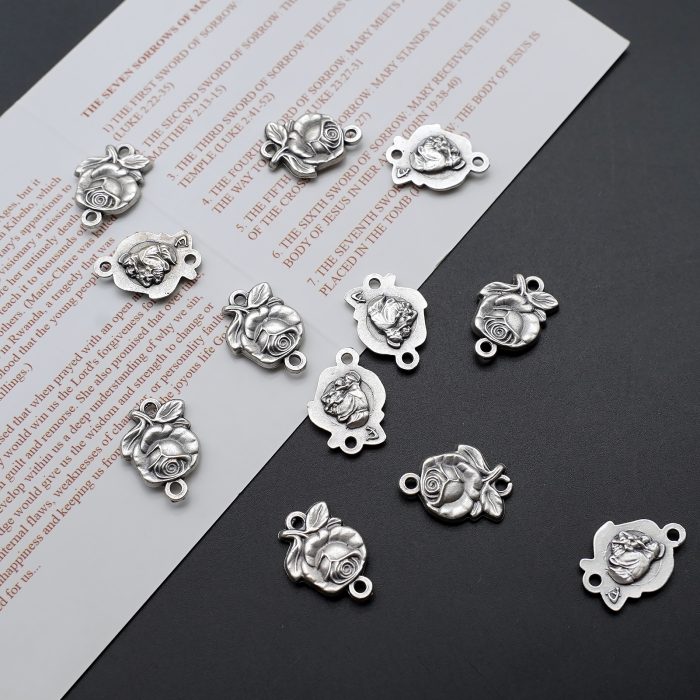 DIY双通-玫瑰花天主经-安东尼-1.4cm Catholic religious art