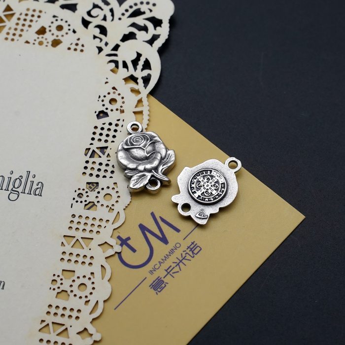 DIY双通-玫瑰花天主经-圣本笃-1.4cm Catholic religious art