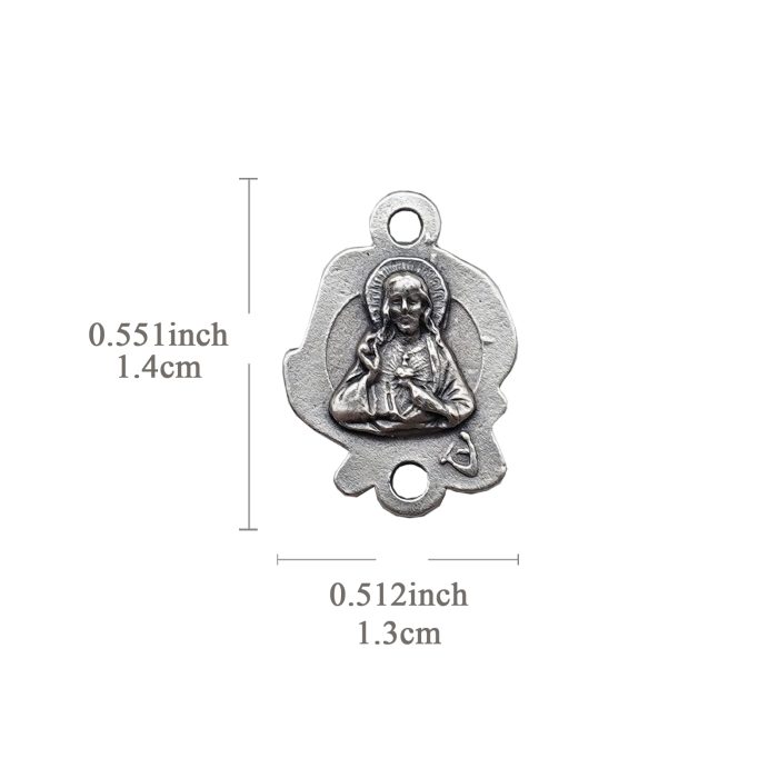 DIY双通-玫瑰花天主经-耶稣圣心-1.4cm Catholic religious art