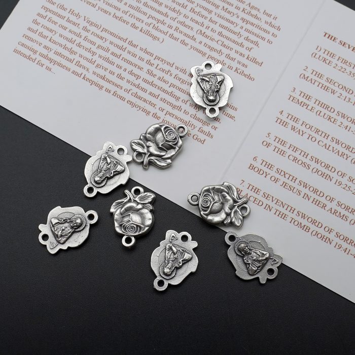 DIY双通-玫瑰花天主经-耶稣圣心-1.4cm Catholic religious art