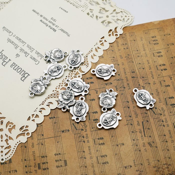 DIY双通-玫瑰花天主经-总领天使圣弥额尔-1.4cm Catholic religious art