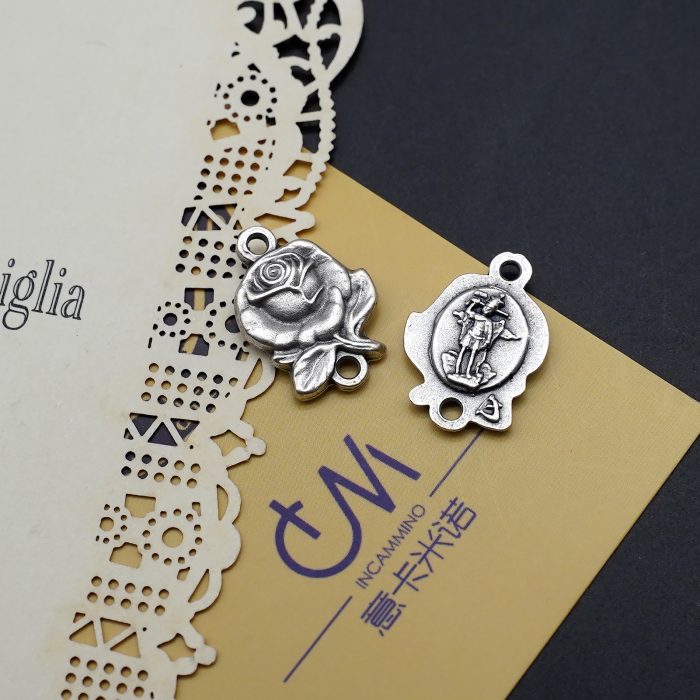 DIY双通-玫瑰花天主经-总领天使圣弥额尔-1.4cm Catholic religious art