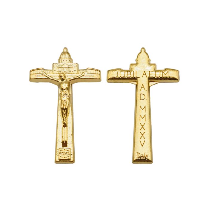 DIY十字架-禧年圣伯多禄广场-锌合金-金色-3.8x2.3cm Catholic religious art