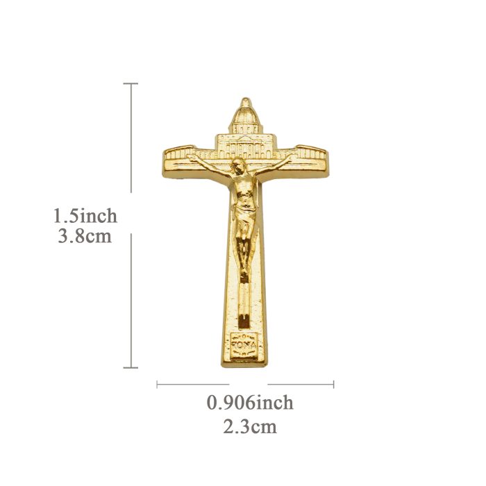 DIY十字架-禧年圣伯多禄广场-锌合金-金色-3.8x2.3cm Catholic religious art
