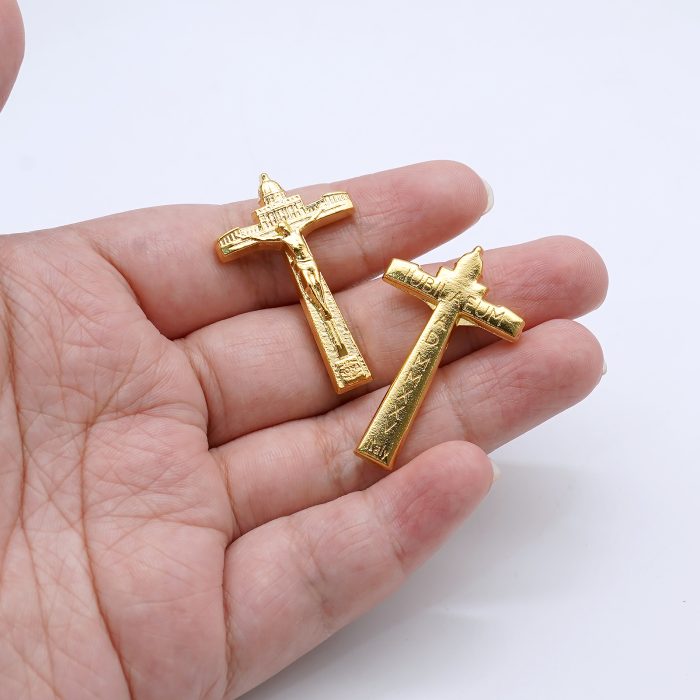 DIY十字架-禧年圣伯多禄广场-锌合金-金色-3.8x2.3cm Catholic religious art