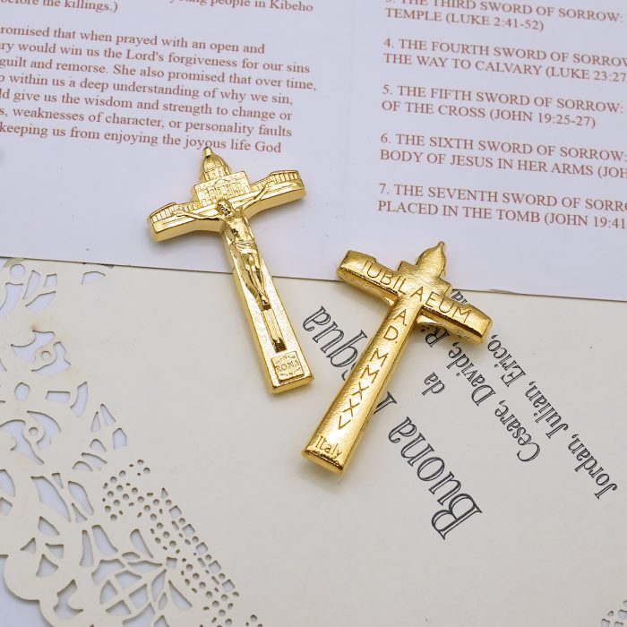 DIY十字架-禧年圣伯多禄广场-锌合金-金色-3.8x2.3cm Catholic religious art