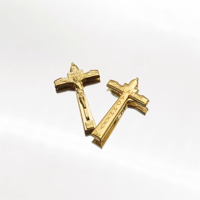 DIY十字架-禧年圣伯多禄广场-锌合金-金色-3.8x2.3cm Catholic religious art