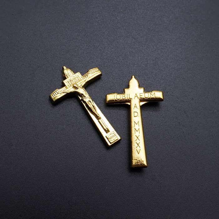 DIY十字架-禧年圣伯多禄广场-锌合金-金色-3.8x2.3cm Catholic religious art