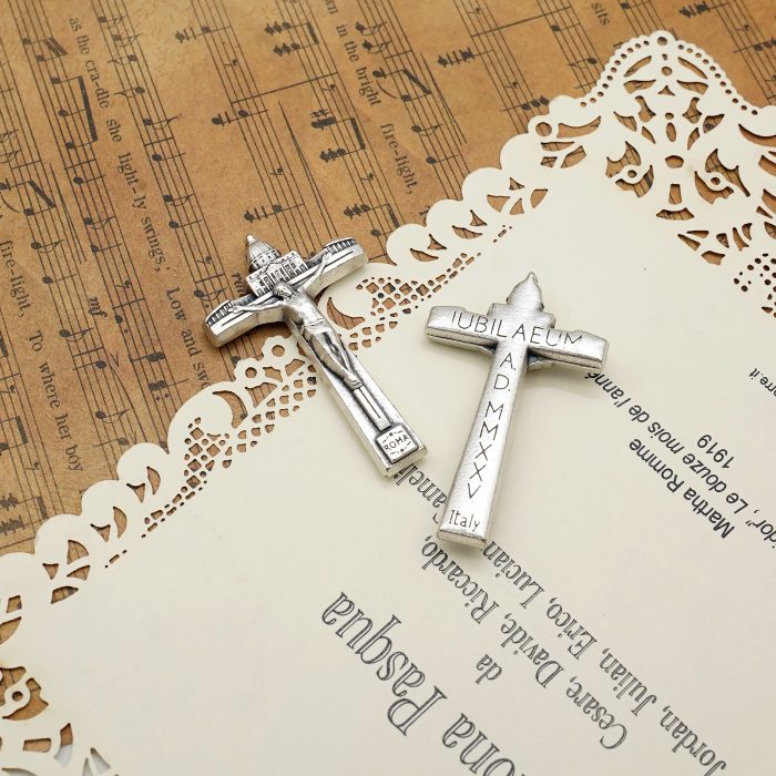 DIY十字架-禧年圣伯多禄广场-锌合金-3.8x2.3cm Catholic religious art