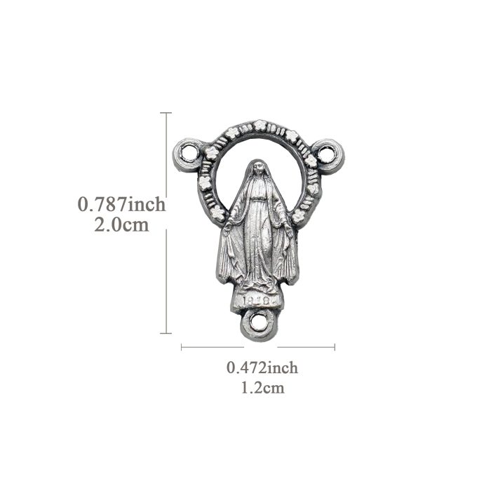 DIY三通-显灵圣母-光环中空-锌合金-2.0x1.2cm Catholic religious art