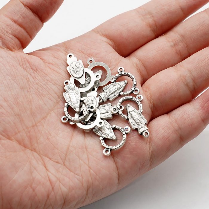 DIY三通-显灵圣母-光环中空-锌合金-2.0x1.2cm Catholic religious art