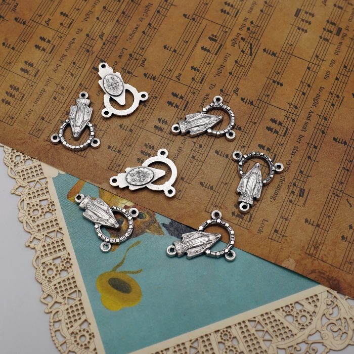 DIY三通-显灵圣母-光环中空-锌合金-2.0x1.2cm Catholic religious art