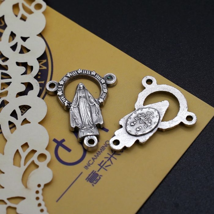 DIY三通-显灵圣母-光环中空-锌合金-2.0x1.2cm Catholic religious art