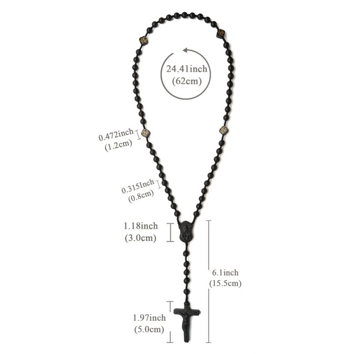 玫瑰念珠-万福圣母-JHS-黑檀木-8mm-珠送念珠包 Catholic religious art