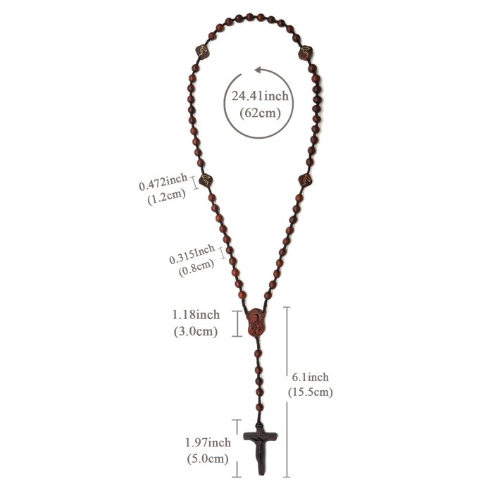 玫瑰念珠-万福圣母-紫檀木-绳编-8mm-珠送念珠包 Catholic religious art