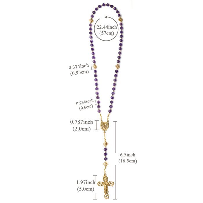 玫瑰念珠-紫水晶-镂空-6mm Catholic religious art