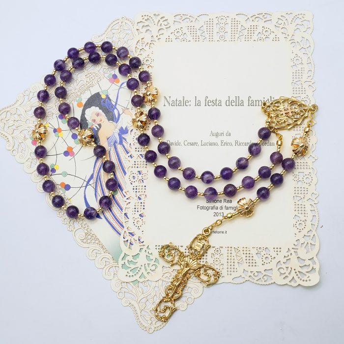 玫瑰念珠-紫水晶-镂空-6mm Catholic religious art
