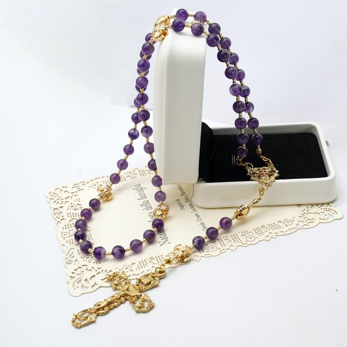 玫瑰念珠-紫水晶-镂空-6mm Catholic religious art