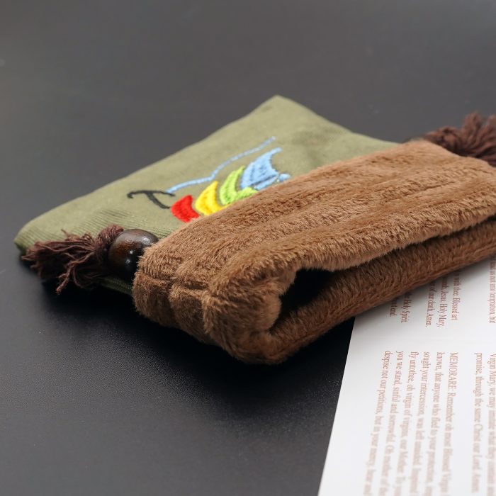 念珠包-2025禧年-刺绣抽拉绳-军绿色-13.3x10cm Catholic religious art