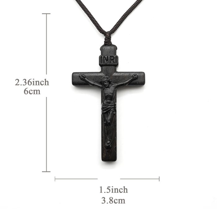 项链十字架-经典圆角款-黑檀木-6cm，绳长约70cm Catholic religious art