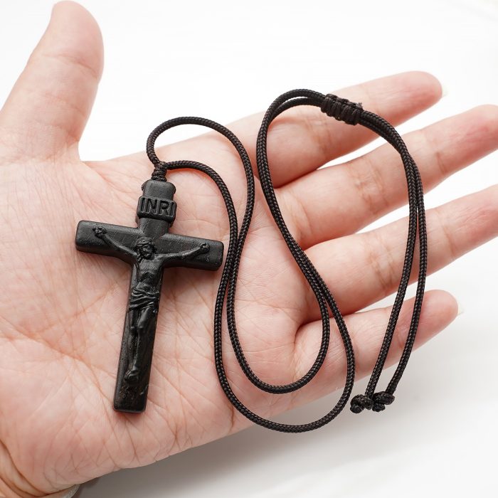 项链十字架-经典圆角款-黑檀木-6cm，绳长约70cm Catholic religious art