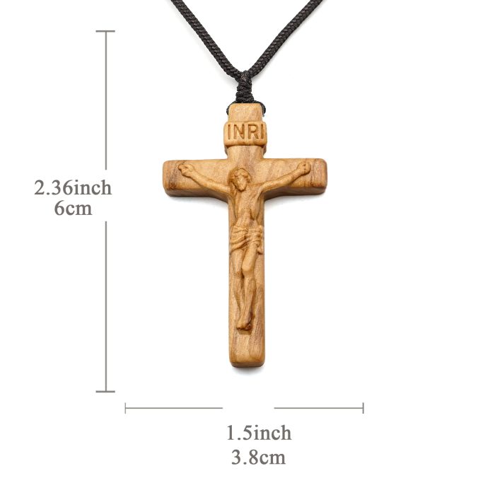 十字架项链-经典圆角款-橄榄木-6cm，绳长约70cm Catholic religious art