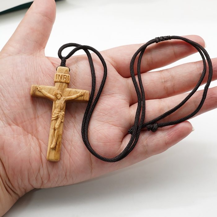 十字架项链-经典圆角款-橄榄木-6cm，绳长约70cm Catholic religious art