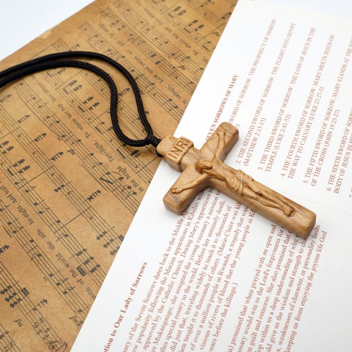 十字架项链-经典圆角款-橄榄木-6cm，绳长约70cm Catholic religious art