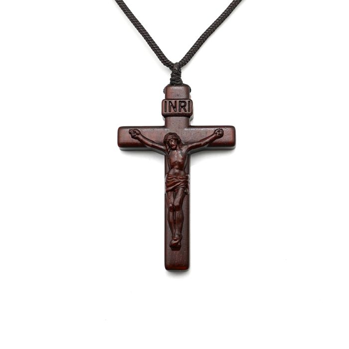 十字架项链-经典圆角款-紫檀木-6cm，绳长约70cm Catholic religious art
