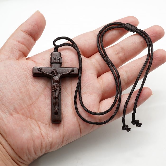 十字架项链-经典圆角款-紫檀木-6cm，绳长约70cm Catholic religious art