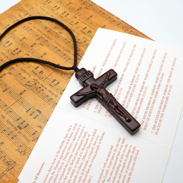 十字架项链-经典圆角款-紫檀木-6cm，绳长约70cm Catholic religious art