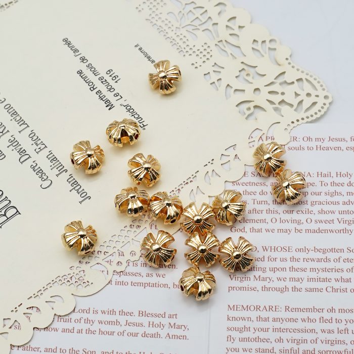 DIY双通-十字架-圆弧-不锈钢金色-0.95cm Catholic religious art