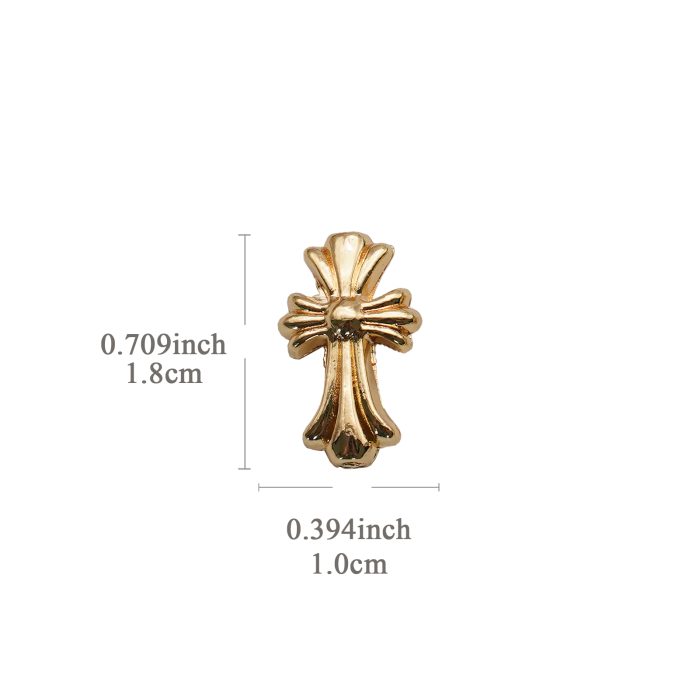 DIY双通-十字架-长款-不锈钢金色-1.8x1.0cm Catholic religious art