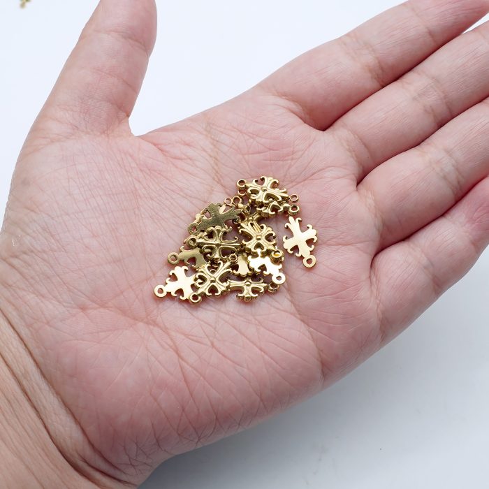 DIY双通-十字架-克罗心-黄铜-1.8x0.95cm Catholic religious art