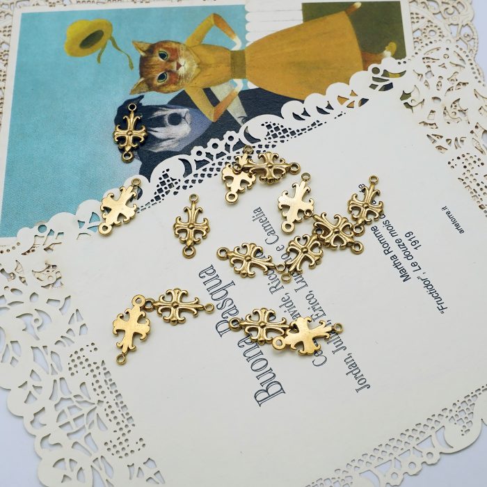 DIY双通-十字架-克罗心-黄铜-1.8x0.95cm Catholic religious art