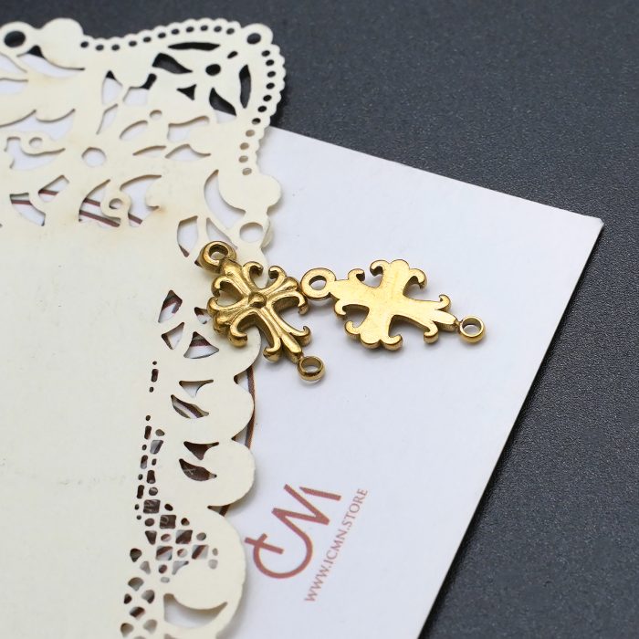 DIY双通-十字架-克罗心-黄铜-1.8x0.95cm Catholic religious art