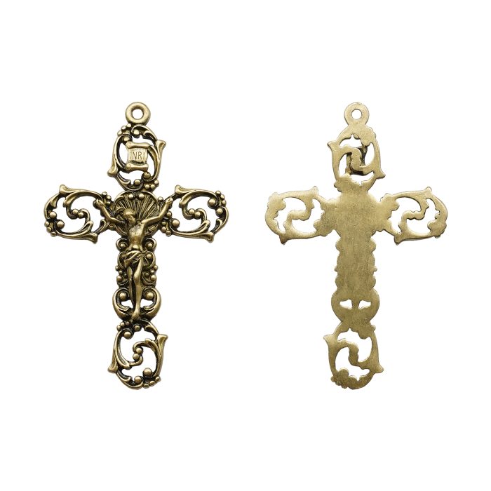 DIY十字架-复古镂空-黄铜-4.6x3.2cm Catholic religious art