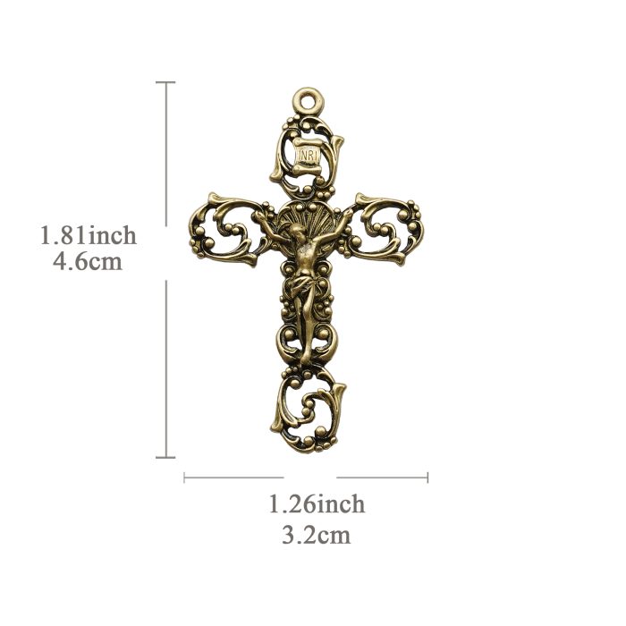 DIY十字架-复古镂空-黄铜-4.6x3.2cm Catholic religious art