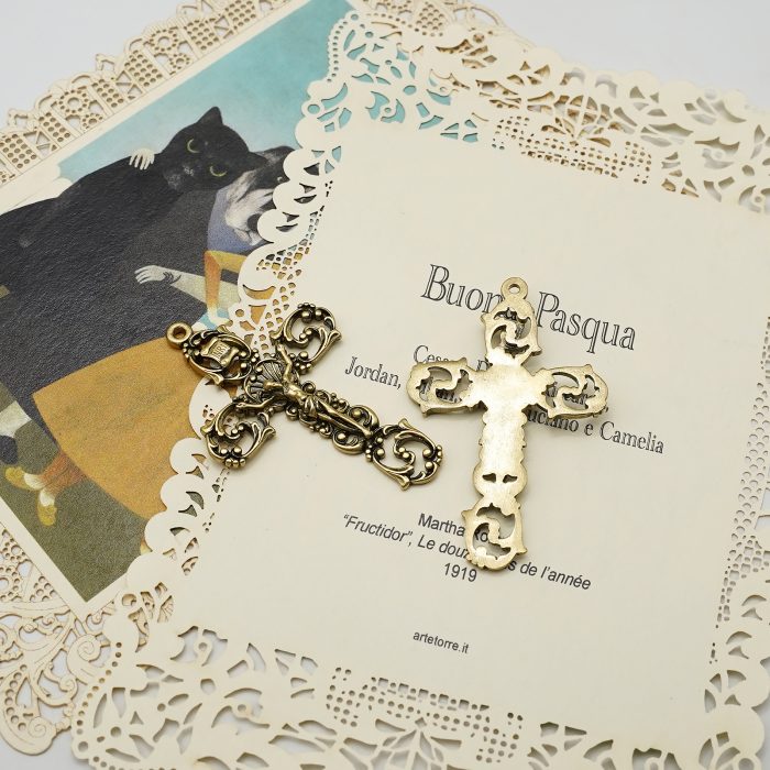 DIY十字架-复古镂空-黄铜-4.6x3.2cm Catholic religious art