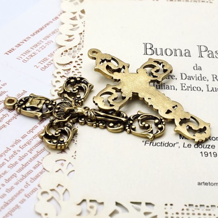 DIY十字架-复古镂空-黄铜-4.6x3.2cm Catholic religious art