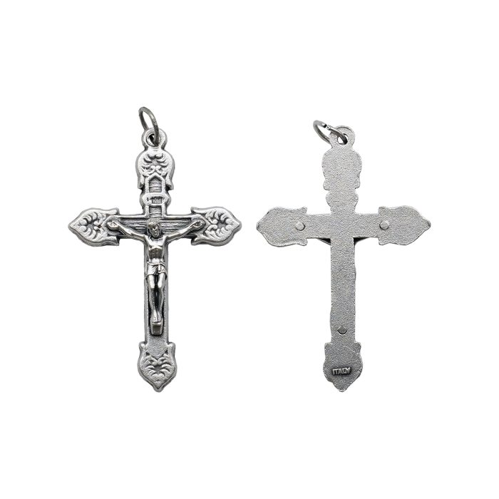 DIY十字架-花叶装饰-锌合金-4x2.9cm Catholic religious art