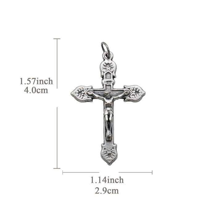 DIY十字架-花叶装饰-锌合金-4x2.9cm Catholic religious art