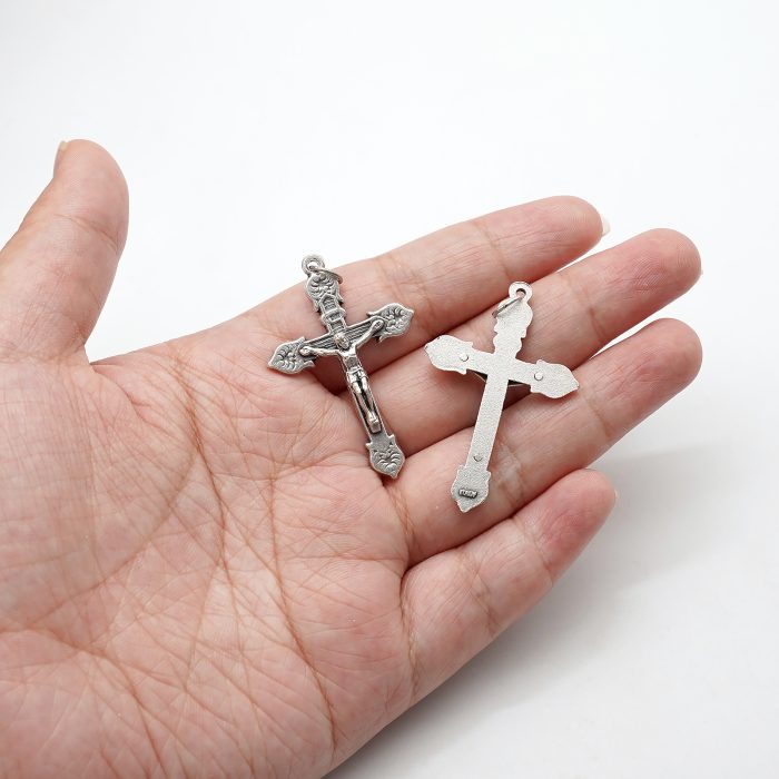 DIY十字架-花叶装饰-锌合金-4x2.9cm Catholic religious art