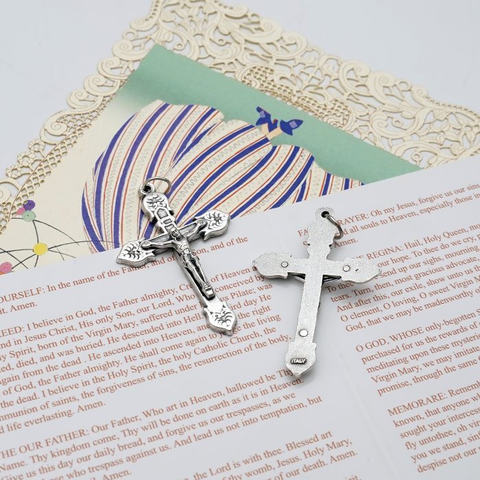 DIY十字架-花叶装饰-锌合金-4x2.9cm Catholic religious art