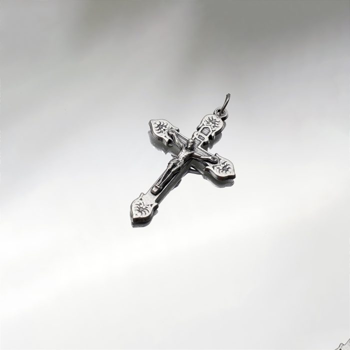 DIY十字架-花叶装饰-锌合金-4x2.9cm Catholic religious art