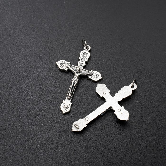 DIY十字架-花叶装饰-锌合金-4x2.9cm Catholic religious art