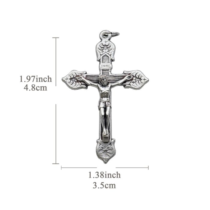 DIY十字架-花叶装饰-锌合金-4.8x3.5cm Catholic religious art