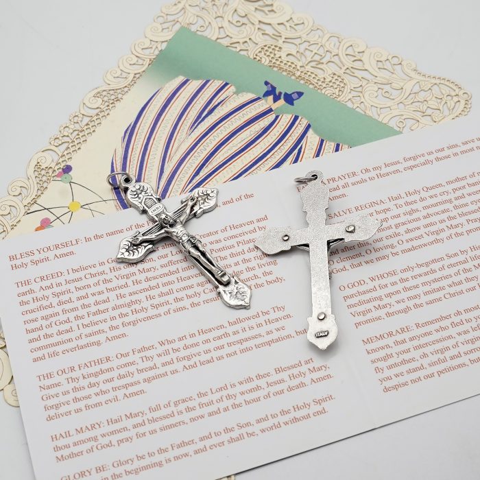 DIY十字架-花叶装饰-锌合金-4.8x3.5cm Catholic religious art