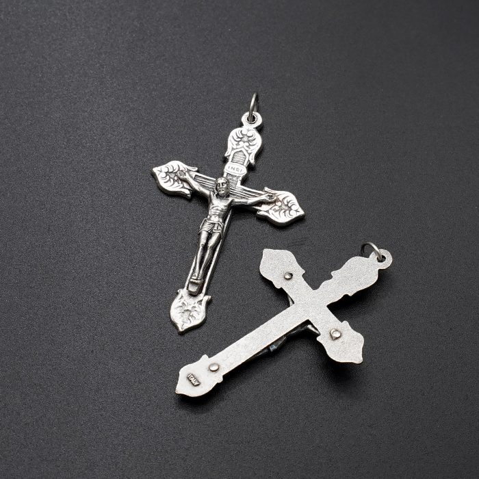 DIY十字架-花叶装饰-锌合金-4.8x3.5cm Catholic religious art