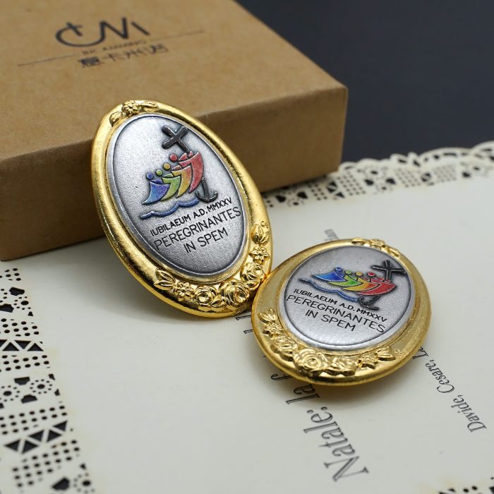 冰箱贴-圣牌磁吸- 2025禧年-金色-彩色-4.2x2.9cm Catholic religious art